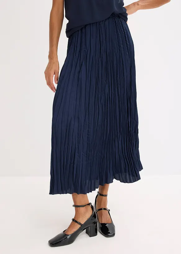 Maxikjol i krinklat material av satin, bonprix