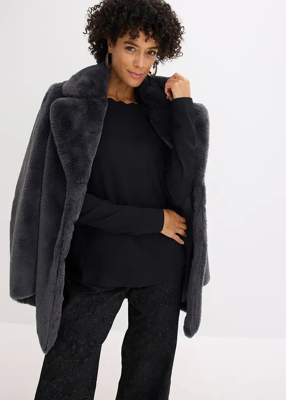 Punto di Roma-topp med vågig halsringning, bonprix