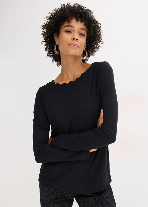 Punto di Roma-topp med vågig halsringning, bonprix