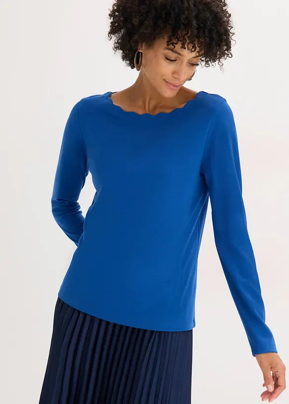 Punto di Roma-topp med v&aring;gig halsringning, bonprix