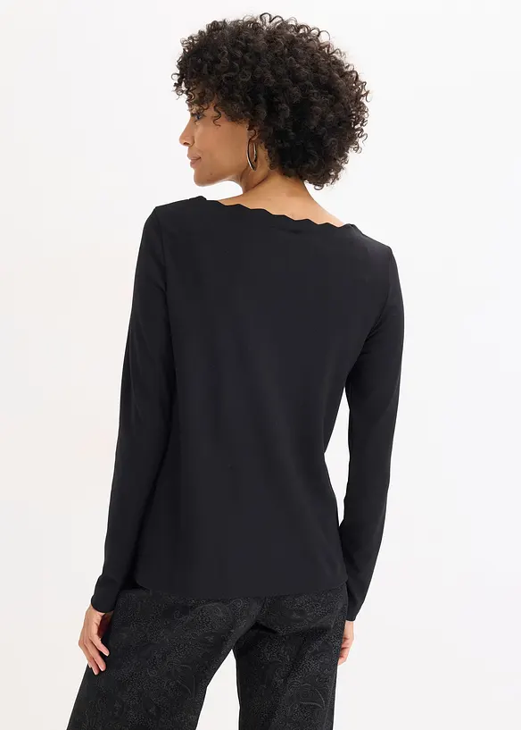 Punto di Roma-topp med vågig halsringning, bonprix