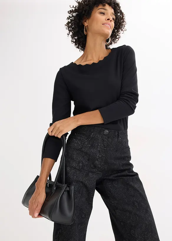 Byxa Wide Leg av bomullsstretch, bonprix