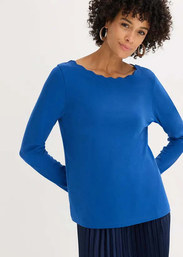 Punto di Roma-topp med v&aring;gig halsringning, bonprix