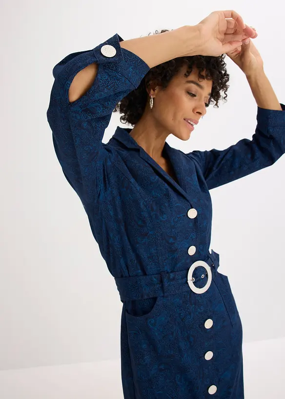 Twillklänning med skärp (set i 2 delar, bonprix