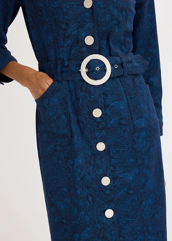 Twillklänning med skärp (set i 2 delar, bonprix