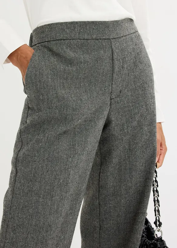 Bootcut-byxa i tweed-look, bonprix