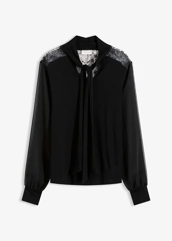 Knytblus med spets, bonprix