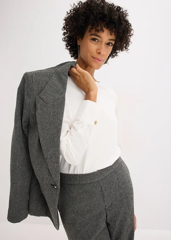 Långärmad topp med ärmar av poplin, bonprix