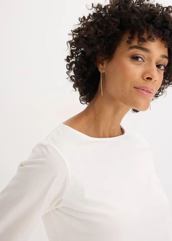 Långärmad topp med ärmar av poplin, bonprix