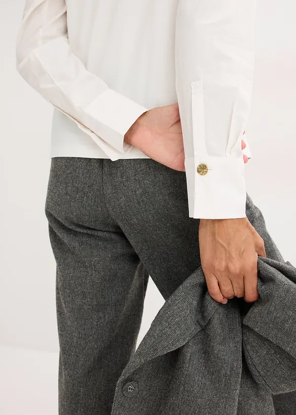 Långärmad topp med ärmar av poplin, bonprix