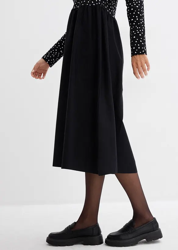 Klänning i materialmix av bomull, bonprix