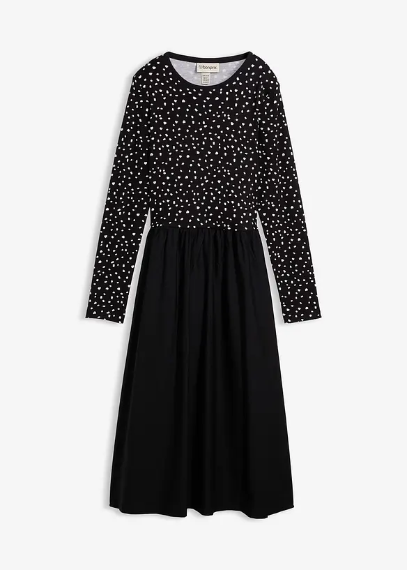 Klänning i materialmix av bomull, bonprix