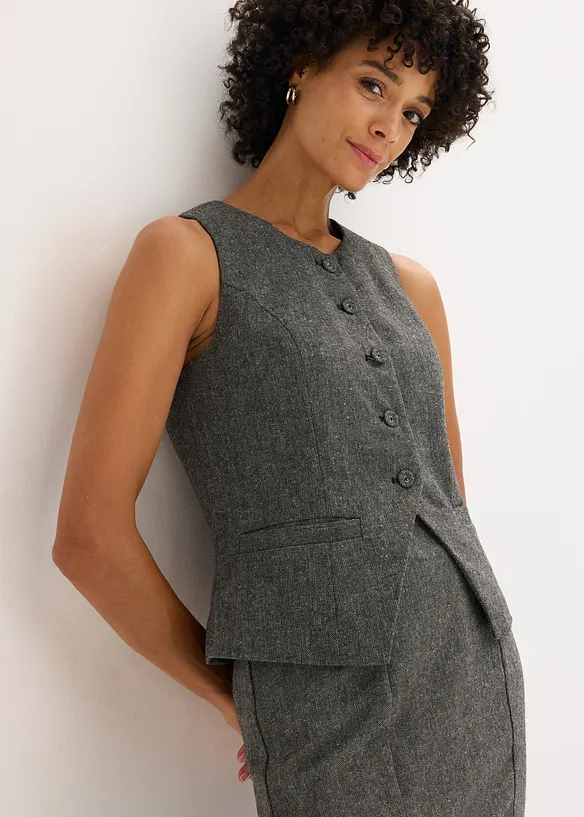 Väst med glencheckrutigt mönster, bonprix