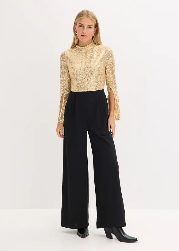 Jerseyjumpsuit med paljetter, bonprix