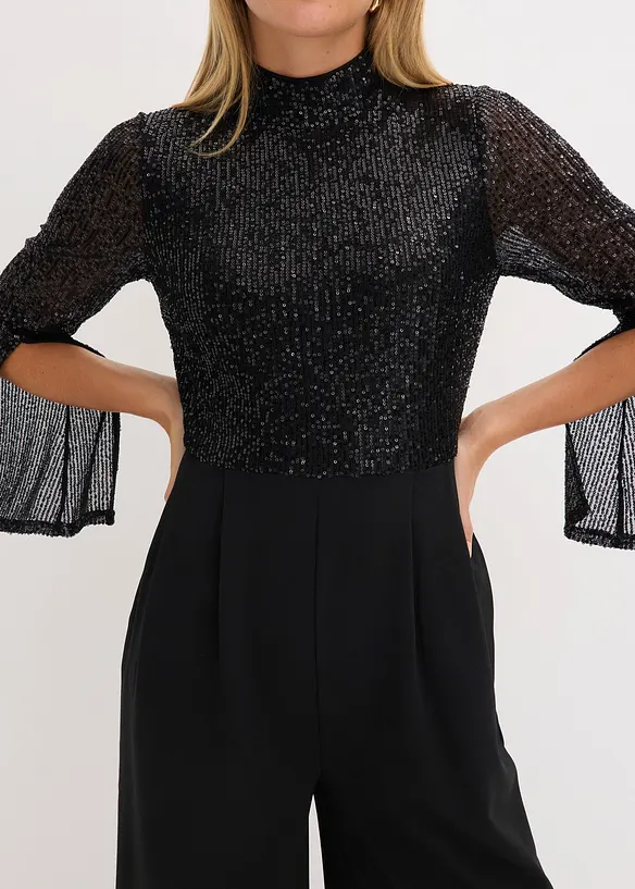 Jerseyjumpsuit med paljetter, bonprix