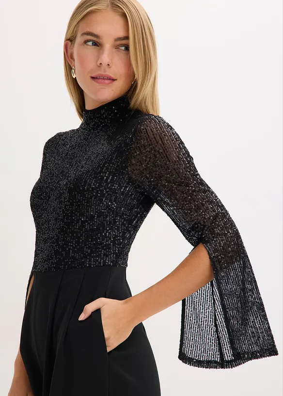 Jerseyjumpsuit med paljetter, bonprix