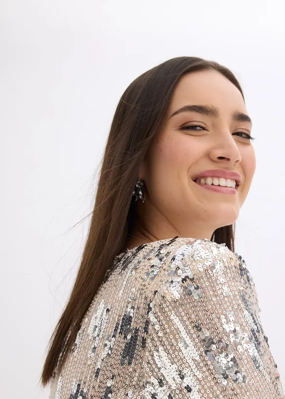 Långärmad paljettopp, bonprix