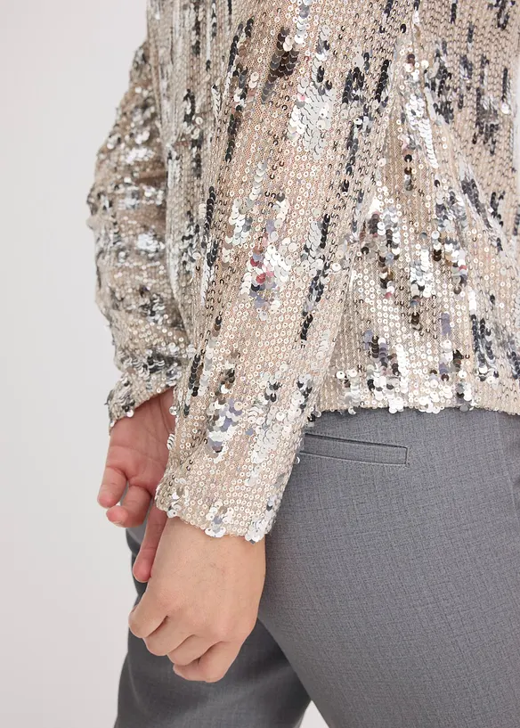 Långärmad paljettopp, bonprix