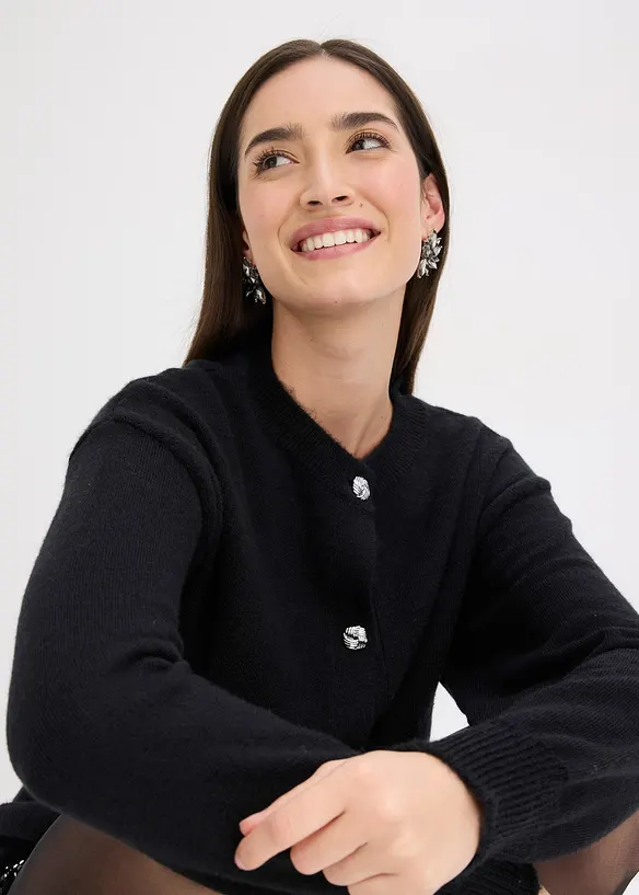 Cardigan med dekorativa knappar, bonprix