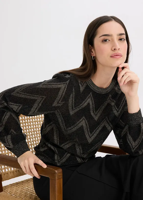 Finstickad tröja med glittriga effekter, bonprix