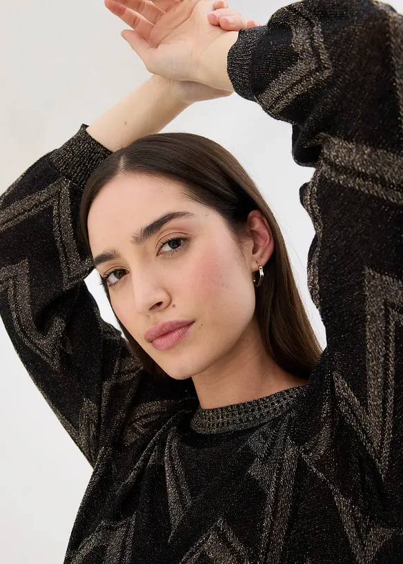 Finstickad tröja med glittriga effekter, bonprix