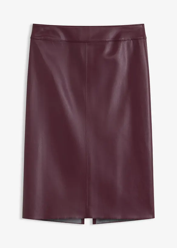 Knälång och figurnära kjol i skinnimitation, bonprix