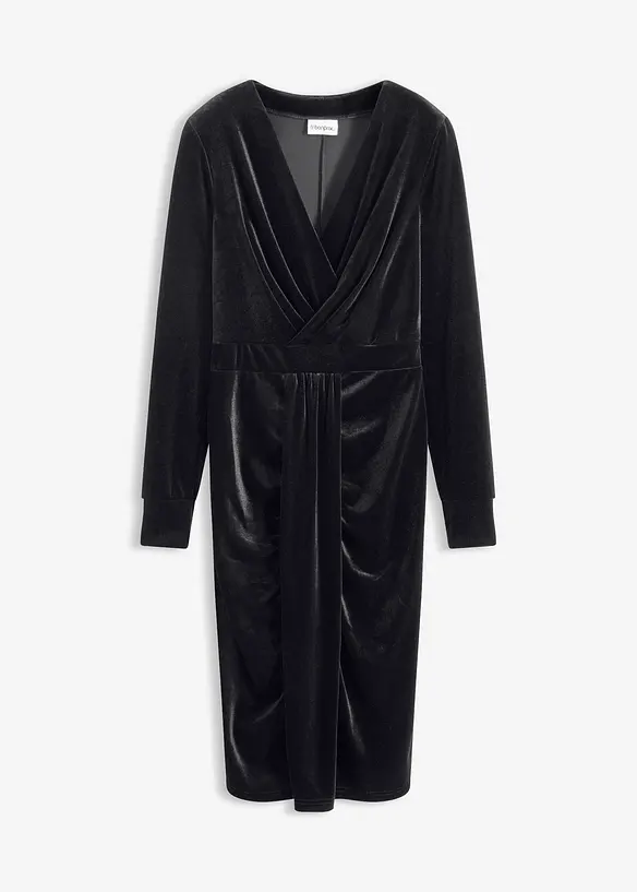 Mellanlång klänning i följsam sammet, bonprix