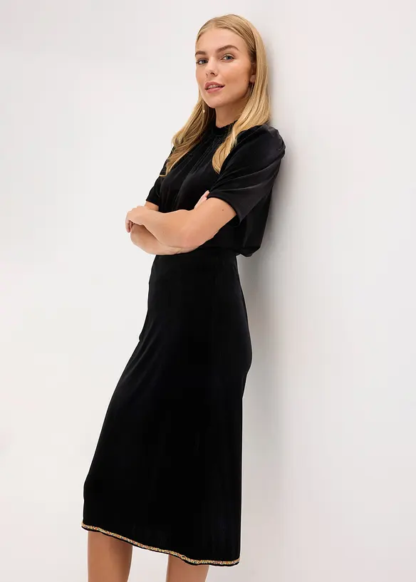 Midikjol med strass, bonprix