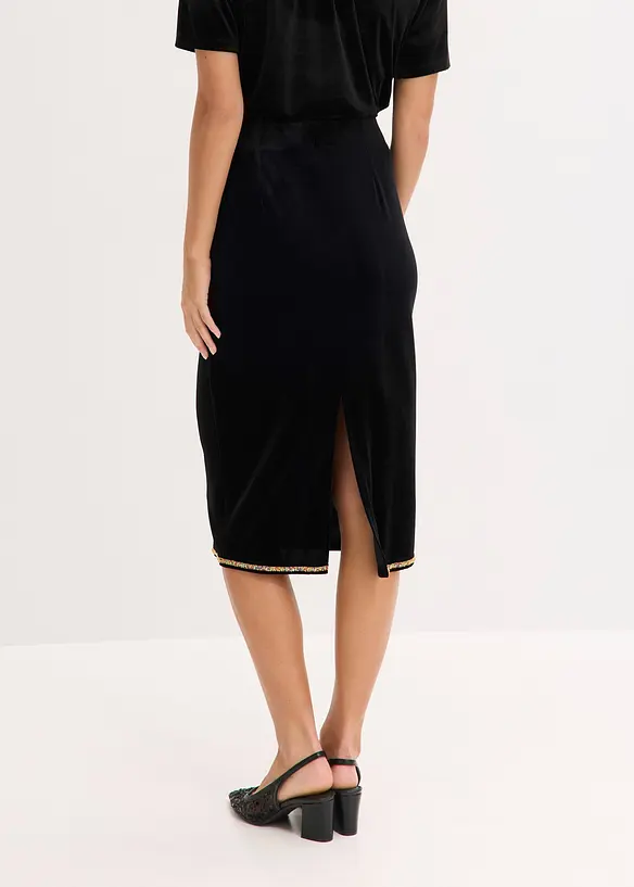 Midikjol med strass, bonprix