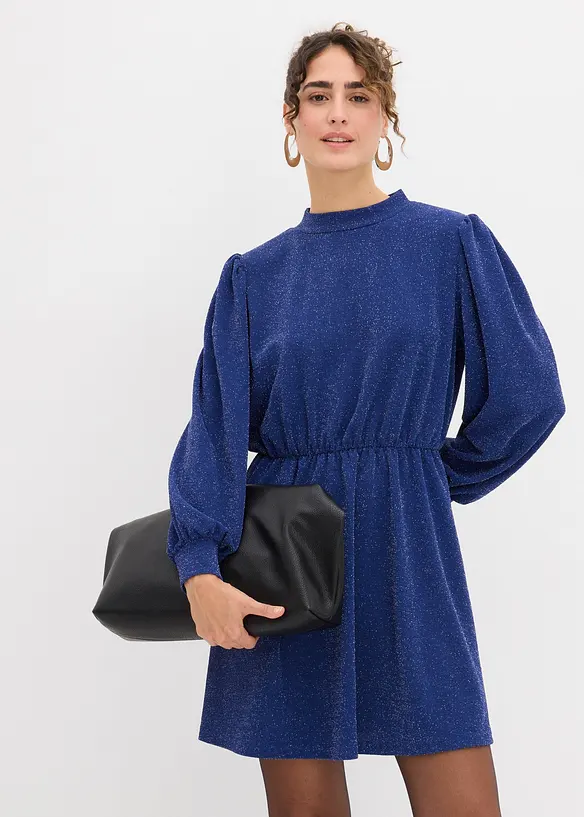 Glittrig klänning i stadigt interlockmaterial, bonprix