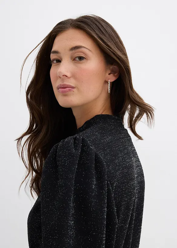 Glittrig klänning i stadigt interlockmaterial, bonprix