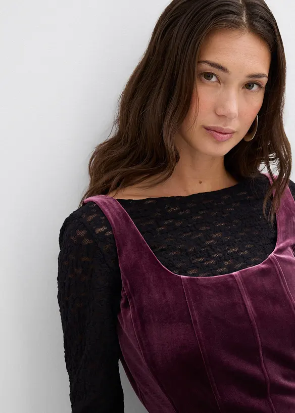 Corsageklänning av mjuk sammet, bonprix