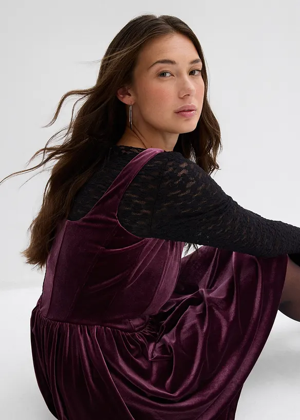 Corsageklänning av mjuk sammet, bonprix