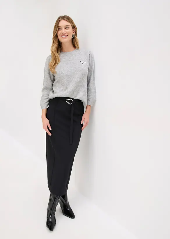 Midikjol av viskosmix, bonprix