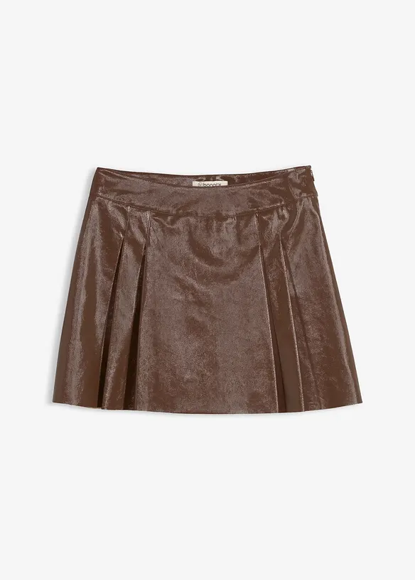 Minikjol i skinnimitation med motveck, bonprix