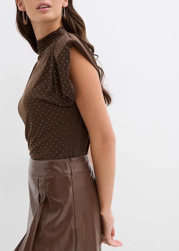 Minikjol i skinnimitation med motveck, bonprix