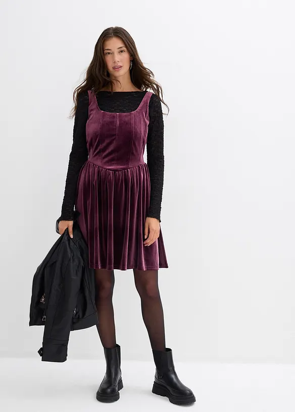 Corsageklänning av mjuk sammet, bonprix