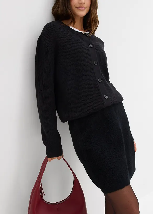 Stickad minikjol, bonprix