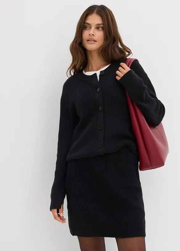 Stickad minikjol, bonprix