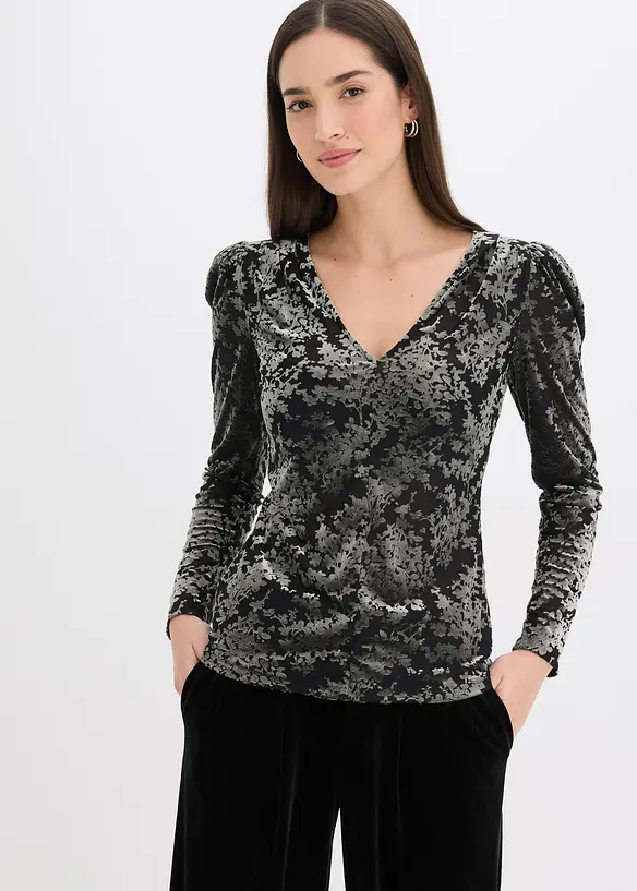 Långärmad topp av sammet, bonprix