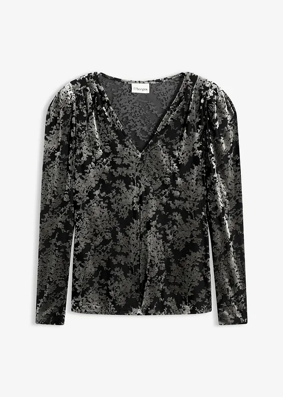 Långärmad topp av sammet, bonprix