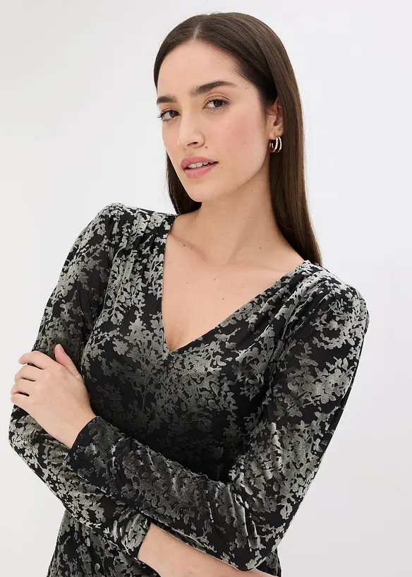 Långärmad topp av sammet, bonprix