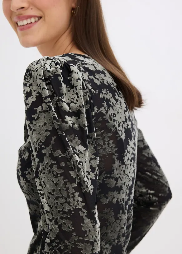 Långärmad topp av sammet, bonprix