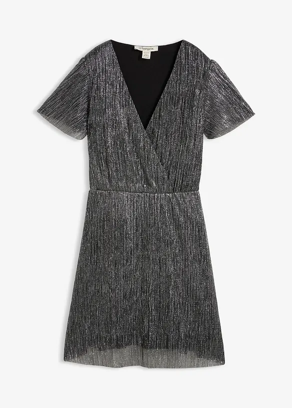 Kort, glittrig klänning, bonprix