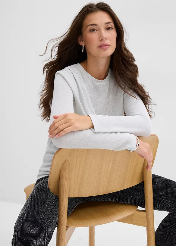 Långärmad topp med rynk, bonprix