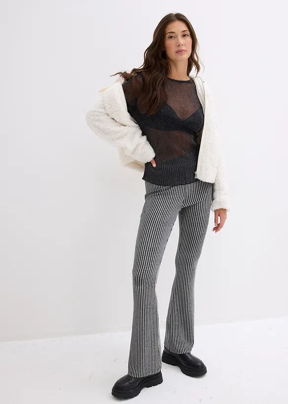 Långärmad topp i transparent mesh, bonprix