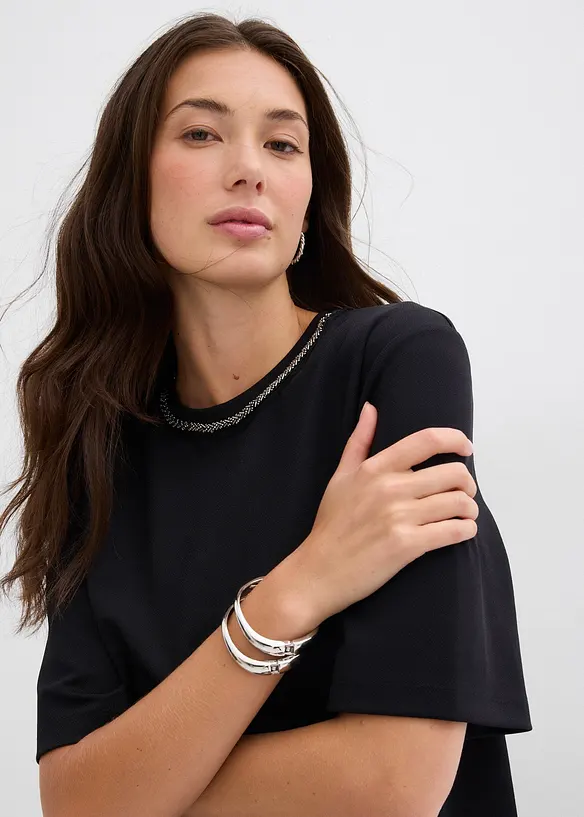 Oversizetopp med pärlbesättning, bonprix