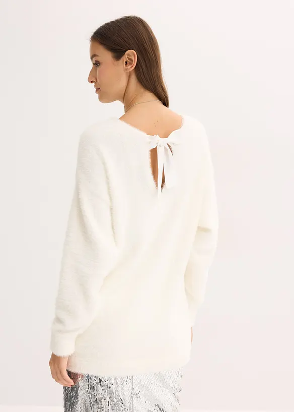 Lång tröja av mjukt fjädergarn, bonprix