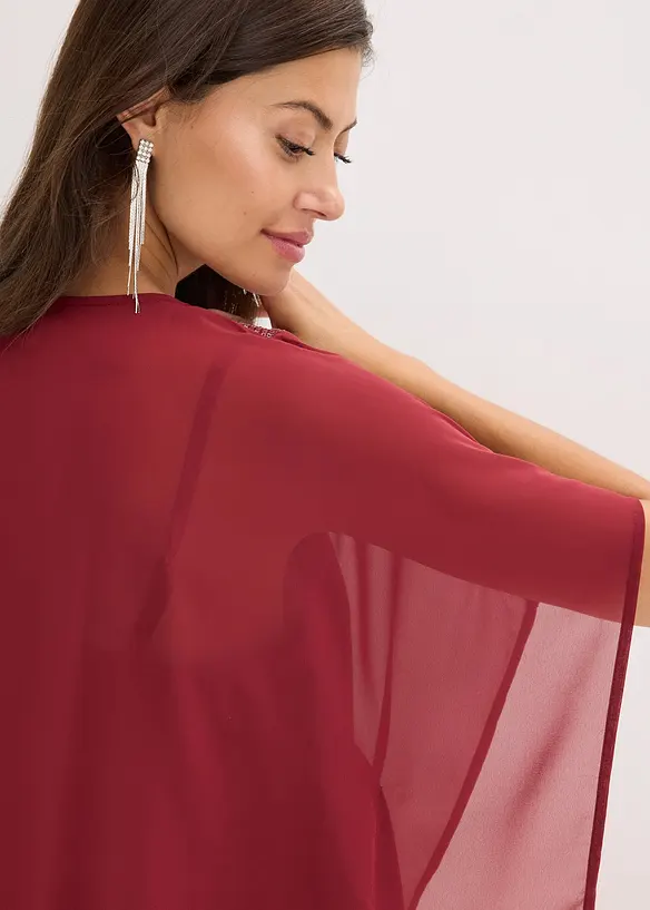 Oversized blus med paljettinfällning, bonprix