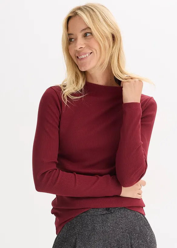 L&aring;ng&auml;rmad topp i ribbat material, bonprix